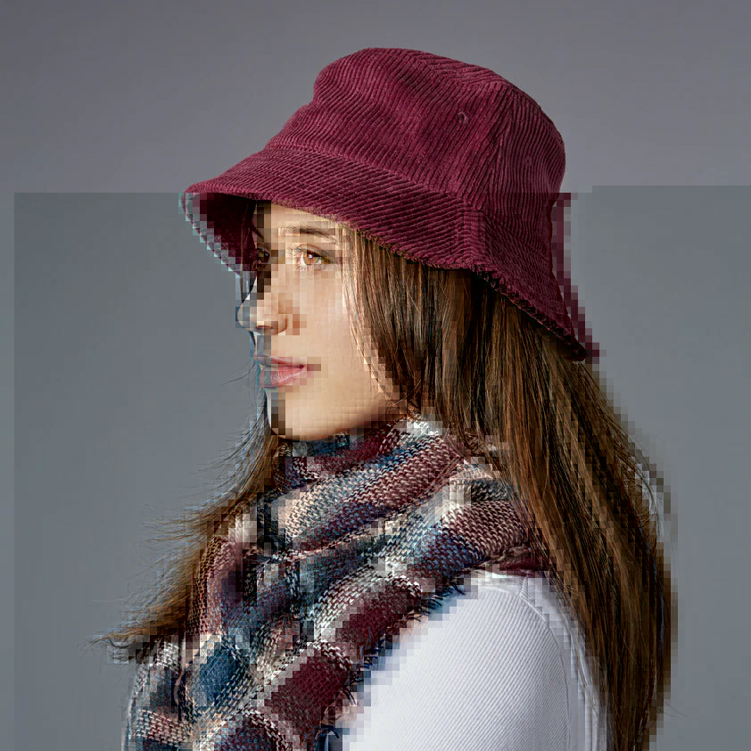 Corduroy Bucket Hat - Cranberry | thissimplevideo