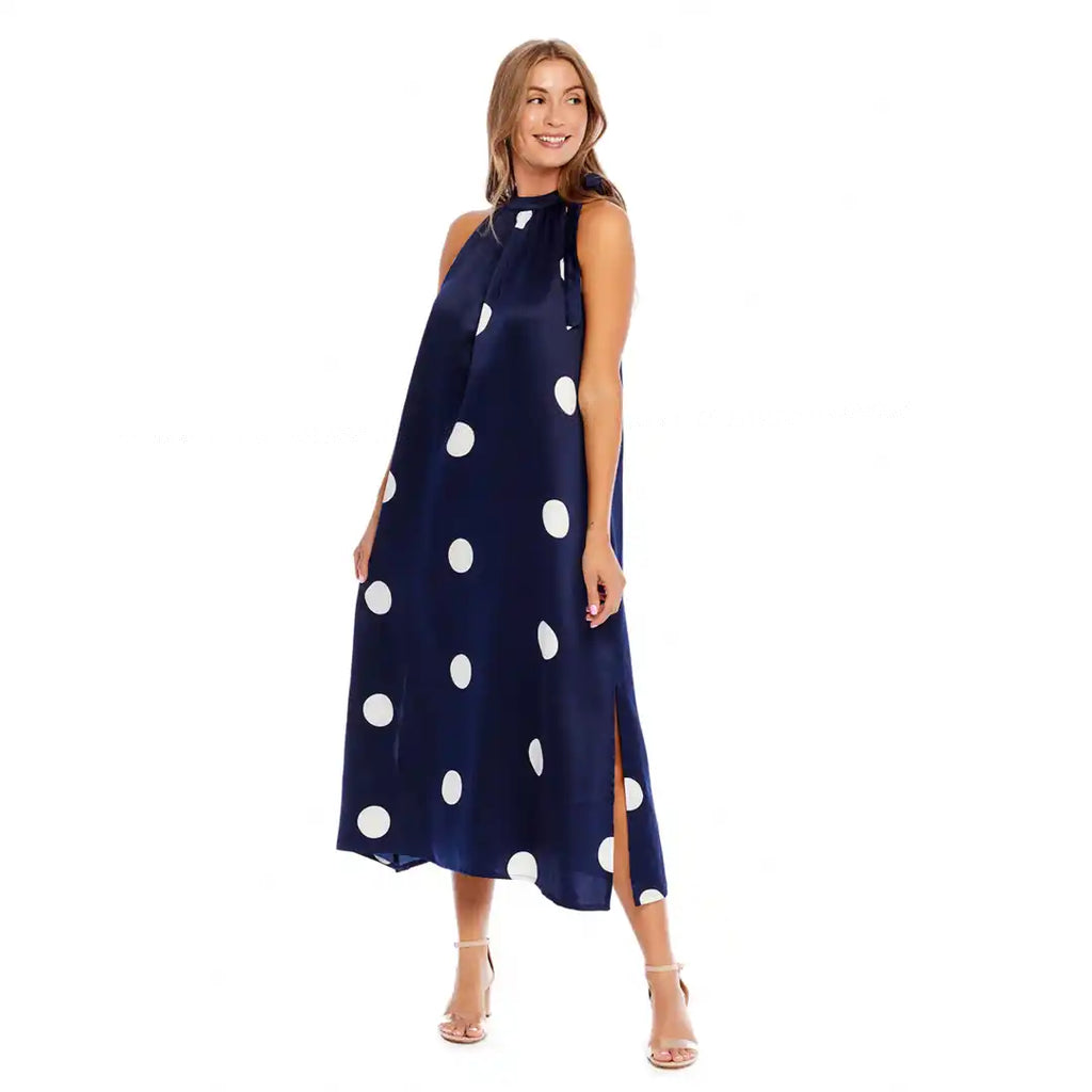 Navy Lowe Bow Tie Maxi Dress | thissimplevideo