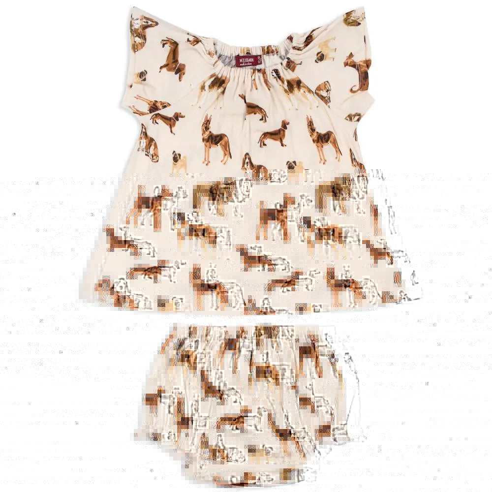 Milkbarn Dog Print Cotton Dress w/ Bloomers | thissimplevideo